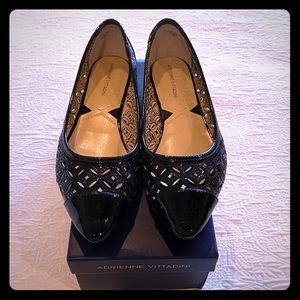 Black patent laser cut flats